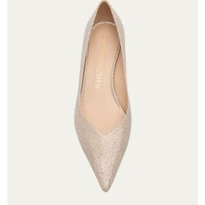 Stuart Weitzman Eva Kitten Gold Heels Elegant Shimmer